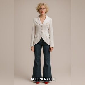 Extenzo Paris US 6 Romantic Parisian Lace Blazer Vintage Peplum